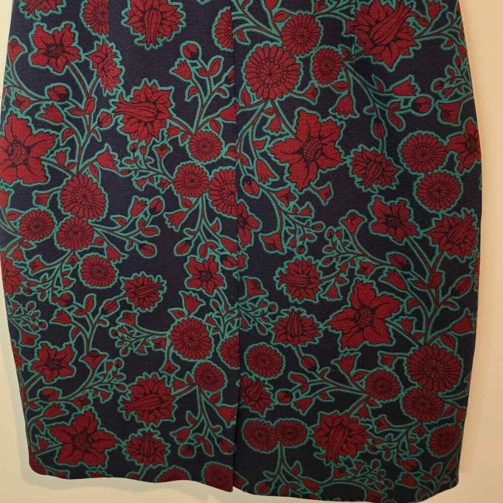 J Crew Short-Sleeve Printed Dress - Blue Burgundy Floral Print - Picture 11 of 12